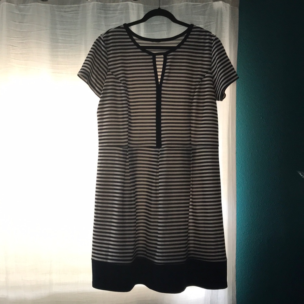 Navy Blue and White Striped Dress